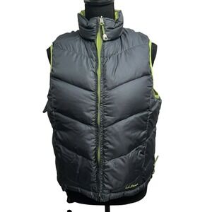 LL Bean Women M Quilted Reversible Goose Down‎ Cold Weather Green Puffer Vest
